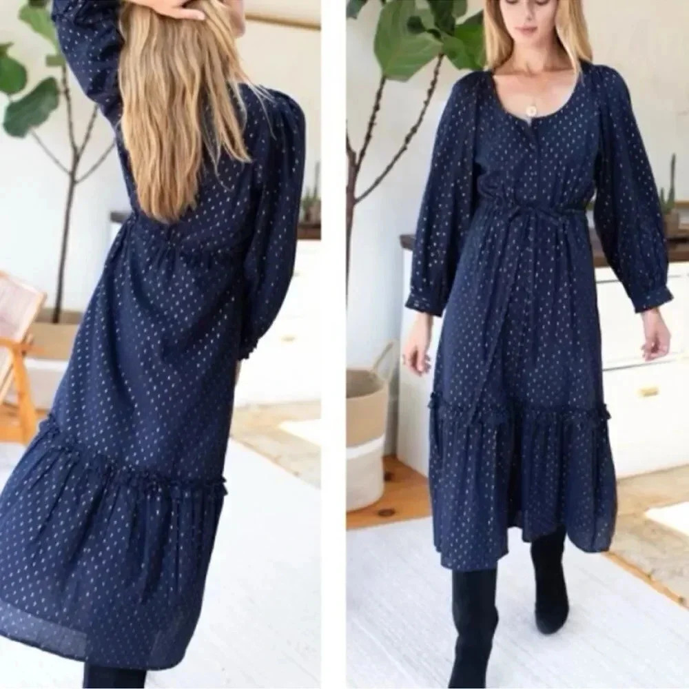 Emerson Fry India Collection Lucy Lake Dot Dress sz S - Picture 4 of 14